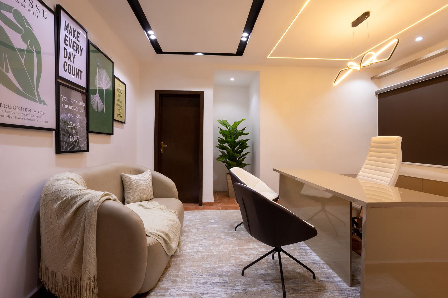 Wide view of the Novac executive office and meeting table